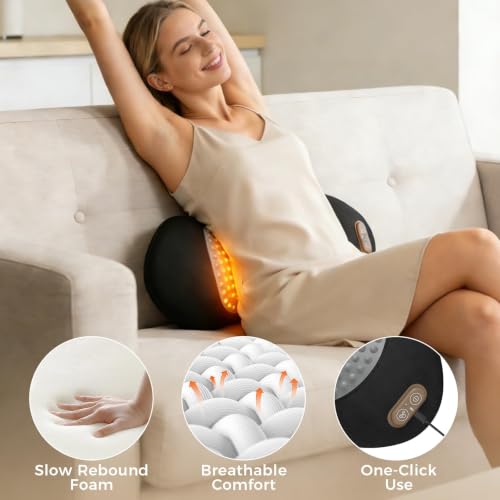 3-in-1 Electric Back Massager Pillow for Lumbar Support - Matte Black