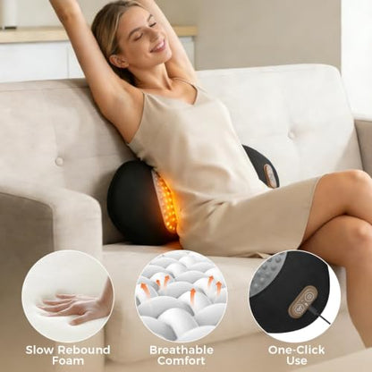 3-in-1 Electric Back Massager Pillow for Lumbar Support - Matte Black
