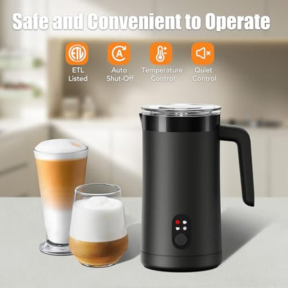 Electric Milk Frother 13.5oz Large Capacity Foam Maker Black - Multifunctional