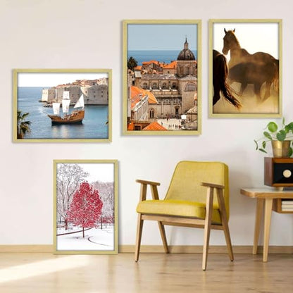 Gold 24x36 Frame Set of 3 - Vintage Poster Wall Gallery Display, Plexiglass