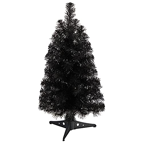 2ft Black Artificial Christmas Tree with 35 LED Lights - Pre-Lit Holiday Decor