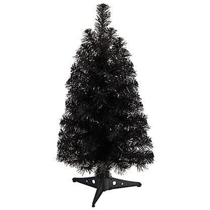 2ft Black Artificial Christmas Tree with 35 LED Lights - Pre-Lit Holiday Decor