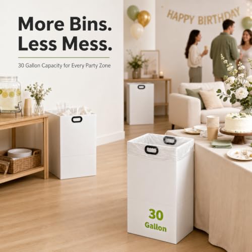 Large 30-Gallon Collapsible Trash Can for Parties & Events - Recyclable Cardboard
