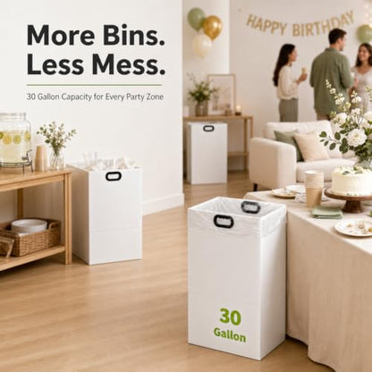 Large 30-Gallon Collapsible Trash Can for Parties & Events - Recyclable Cardboard