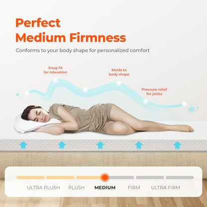 Neo Sleep 5 Inch King Cooling Gel Memory Foam Mattress for Cool Sleep Medium Firm Pressure Relief CertiPUR-US Certified Foam, Mattress in a Box No Fiberglass (King, 5 in)