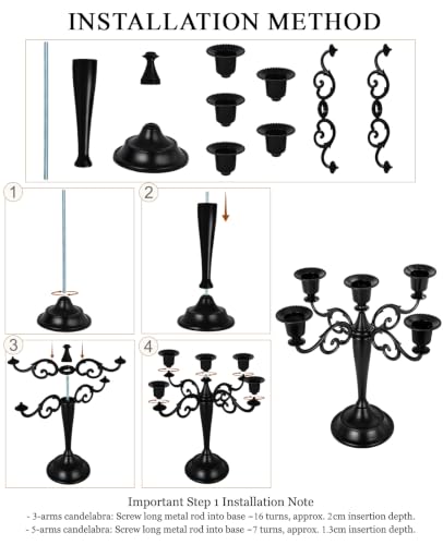 Matte Black 3 Arm Metal Candelabra Taper Candle Holder for Home Decor - Variation of THIS listing