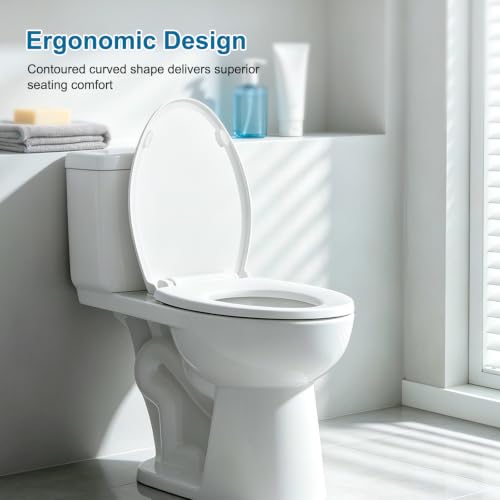 Elongated Toilet Seat with Cover Quiet Close - Heavy Duty, Soft Close, Easy Install