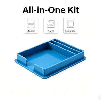 Sticky Note Holder Dispenser with 100 Sheets & 5 Stencils, 3x3 Inch Organizer