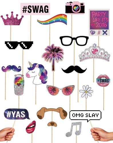 22PCS Nostalgia Party Photo Booth Props Set for 2016 Celebration