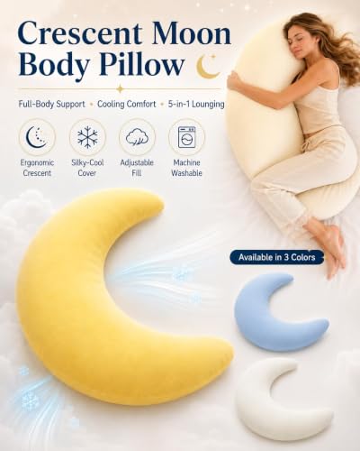 Moon Sleep Moon Spoon Body Pillow for Side Sleepers - Light Yellow