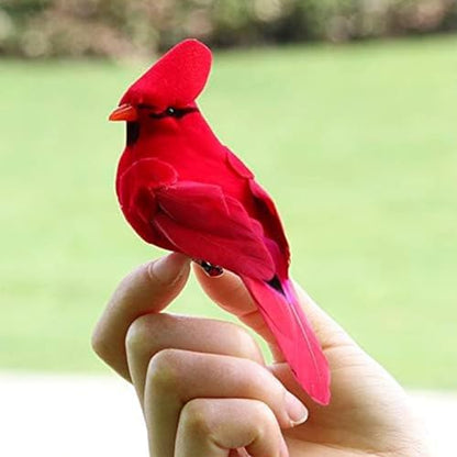 4pcs Red Bird Ornaments Artificial Cardinal Birds for Christmas Tree & Yard Decor - Clip Birds for Wreaths & Patio