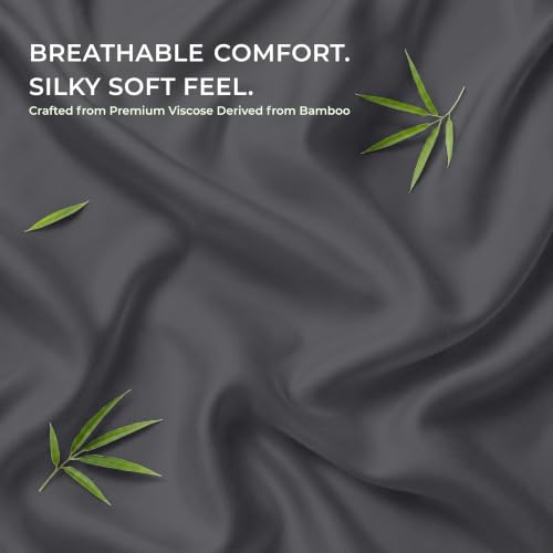 Bamboo Flat Sheet Twin Bed Cooling & Breathable Bed Linen - Dark Grey