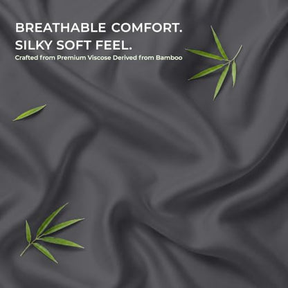 Bamboo Flat Sheet Twin Bed Cooling & Breathable Bed Linen - Dark Grey