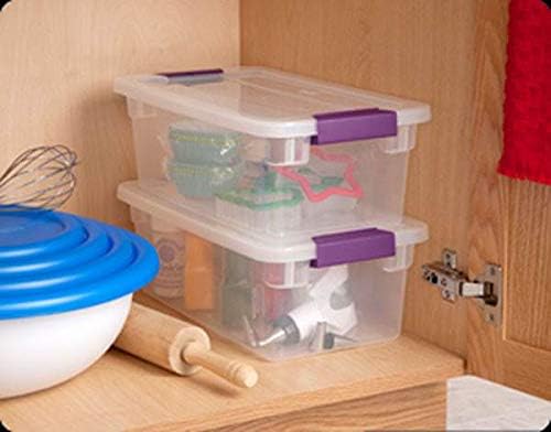 Sterilite 6 Qt ClearView Latch Storage Box - Stackable Plastic Container for Shoe Organization | 12-Pack