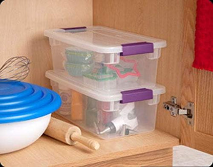 Sterilite 6 Qt ClearView Latch Storage Box - Stackable Plastic Container for Shoe Organization | 12-Pack