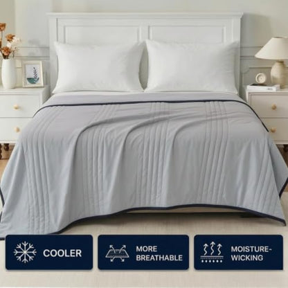 Breathable Cooling Blanket for Hot Sleepers 80x91 Inch Silver Grey