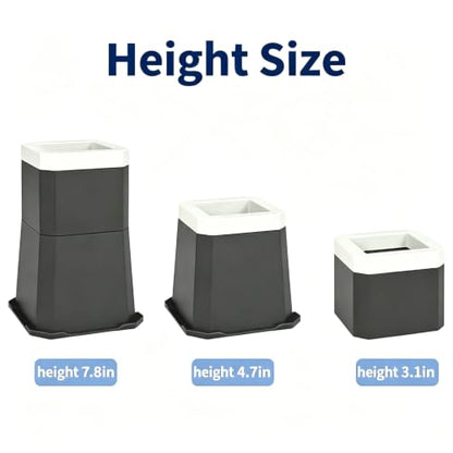 3.1 Inch Bed Risers Black Square Furniture Risers for 1100 lbs - 4 Pack