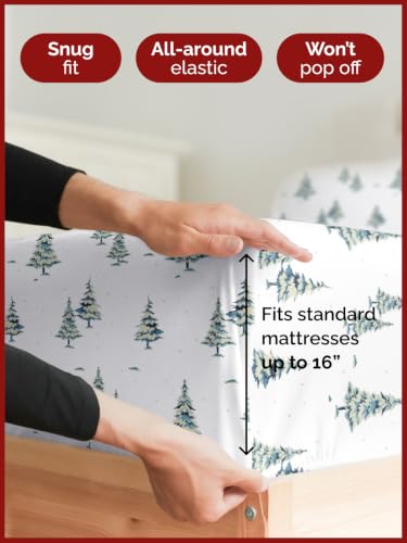 CGK Unlimited Christmas Sheet Bedding Set - Green Xmas Trees, Split King Size Variation 62