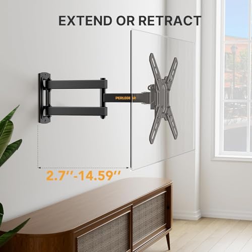 Perlegear Full Motion TV Wall Mount Bracket for Most 13-43 Inch LED LCD Flat Curved Screen TVs & Monitors, Swivel Tilt Extension with Articulating Arms, Max VESA 200x200mm up to 44lbs