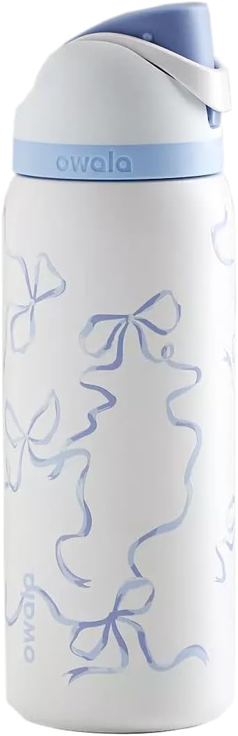 Owala 32 Oz Freesip Tied And True Blue Bows Water Bottle - Exclusive Design for Hydration