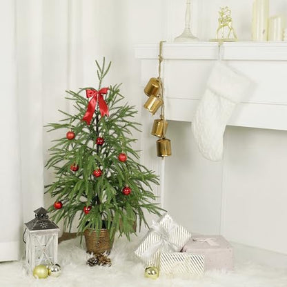 Set of 2 3ft Norfolk Pine Artificial Christmas Trees - Small Potted Holiday Decor
