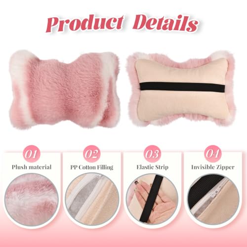 Pink Plush Car Neck Pillow Support Headrest for Vehicle Comfort - SendyFeather