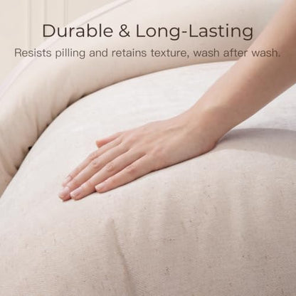Oversized King Chenille Duvet Cover - Boho Bedding with 8 Snaps, Beige