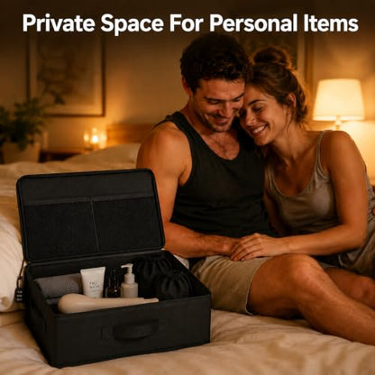 Black Lockable Privacy Toy Storage Box with Combo Lock & Soft Bags for Adults