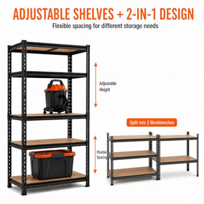 36-Inch Garage Shelving Rack - 2200 LBS Capacity, Deep 16" 5-Tier Storage