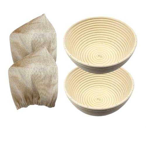 7 Inch Round Bread Banneton Proofing Basket Set of 2 – Bread Baking Kit Sourdough Proofing Basket for Artisanal Bread – Bread Making Tools For Professional & Home Bakers (7 inch round- 2 pack)