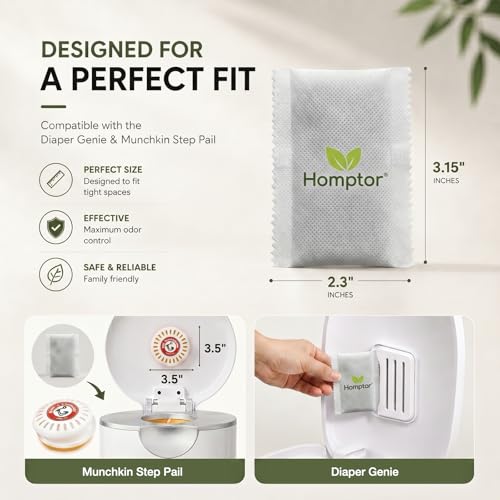 Unscented Odor Eliminator Pouches for Trash Cans & Diaper Pails - Up to 1 Year Freshness