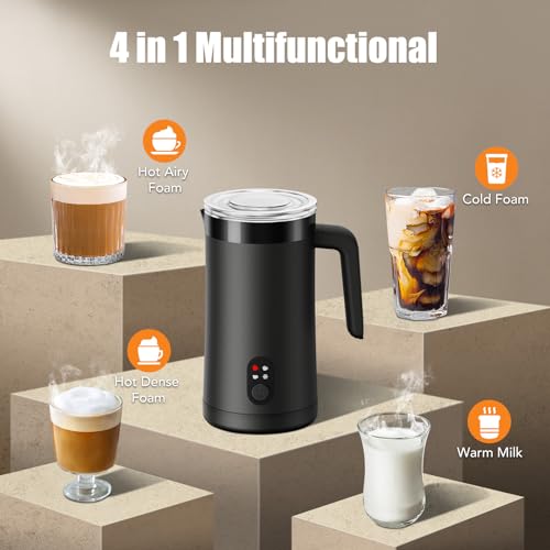 Electric Milk Frother 13.5oz Large Capacity Foam Maker Black - Multifunctional