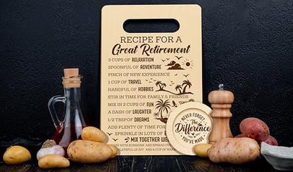 Recipe For A Great Retirement Cutting Board & Coaster Set - Gift for Teachers