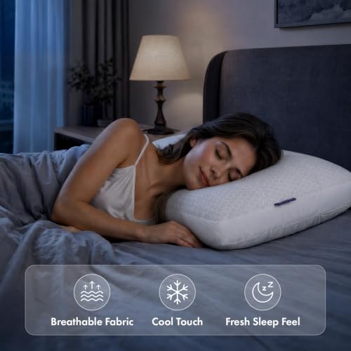 MIULEE Cooling Adjustable Bed Pillow - Standard Size Down Alternative Pillow, Travel & Sleep Support