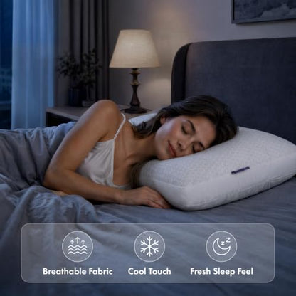 MIULEE Cooling Adjustable Bed Pillow - Standard Size Down Alternative Pillow, Travel & Sleep Support