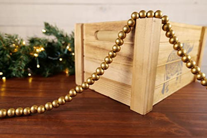 9Ft Rustic Gold Wood Bead Garland for Christmas and Holiday Decor