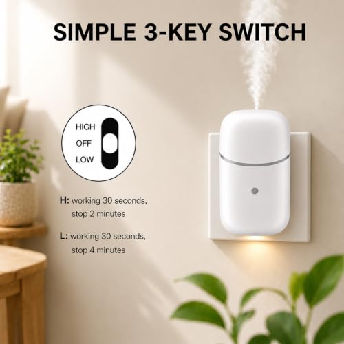Waterless Essential Oil Diffuser with Night Light - Quiet Wall Aromatherapy