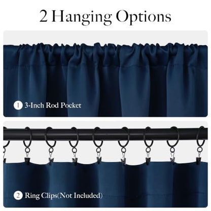 Navy Blue Blackout Curtains 4 Panels - 40x63 Inches Room Darkening Set