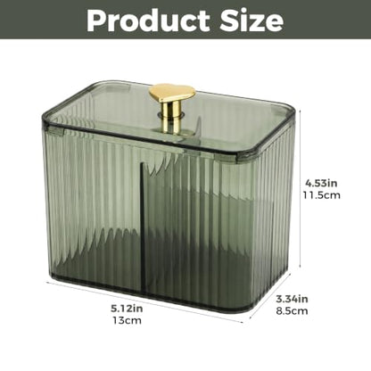 Clear Bathroom Q Tip Holder Dispenser with 3 Slots - Modern Vanity Organizer