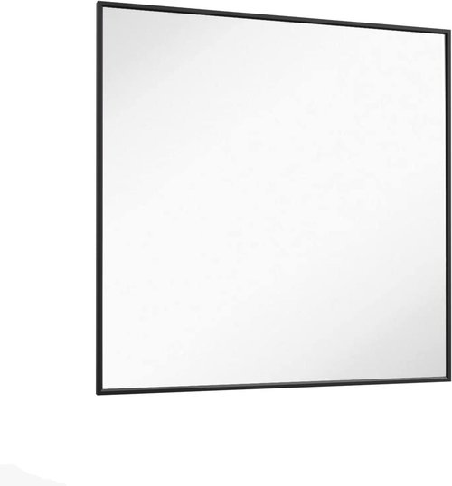 LOAAO Black Rectangle Bathroom Mirror - 36" x 36" Matte Black Aluminum Frame, Tempered Glass, Versatile Hanging Options