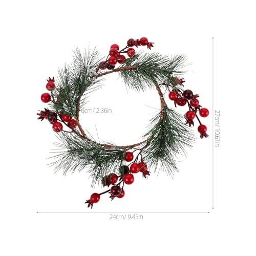 Christmas Candle Wreath Rings Set with Red Pomegranate Holiday Decor