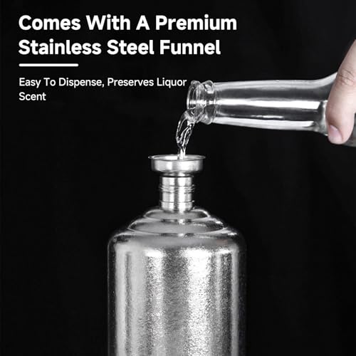 Portable Whiskey Flask 1000ml - Pure Titanium Leakproof Bottle with Funnel