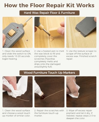 Hardwood & Vinyl Floor Repair Kit with Heat Pen - 11 Colors, B Series