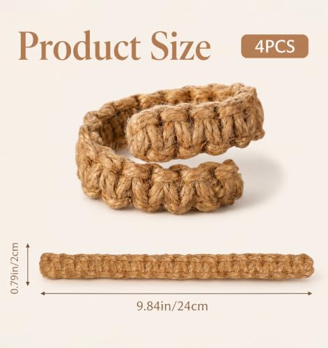 Outdoor Curtain Tiebacks Braided Rope Set - Rustic Boho Style, No-Drill Installation