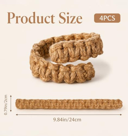 Outdoor Curtain Tiebacks Braided Rope Set - Rustic Boho Style, No-Drill Installation