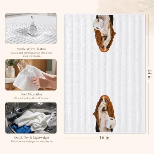 Funny Basset Hound Hand Towel with Dog Bathroom Decor - Color 10