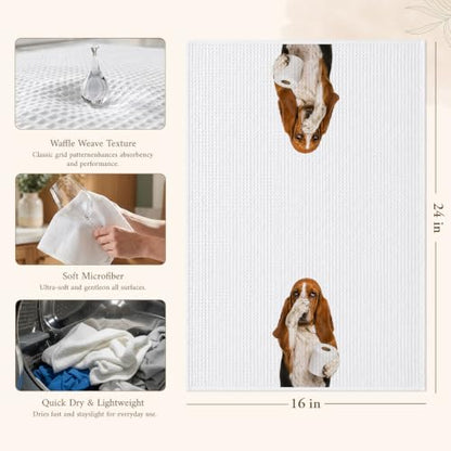 Funny Basset Hound Hand Towel with Dog Bathroom Decor - Color 10