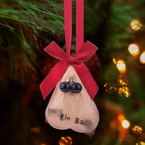 Hungdao 3D Christmas Egg Ornament with Mini Black Bells - Holiday Decor