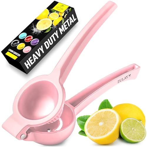 Zulay Premium Quality Metal Lemon Squeezer, Citrus Juicer, Manual Press for Extracting the Most Juice Possible - Pink