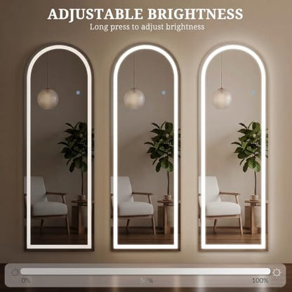 Lighted Full Length Mirror with LED Lights 64x21 inches - Modern Floor & Wall Mirror
